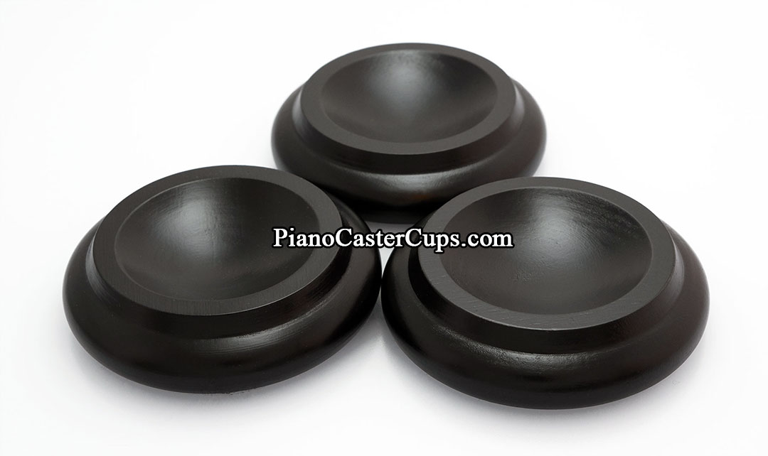 Black piano caster cups royal wood